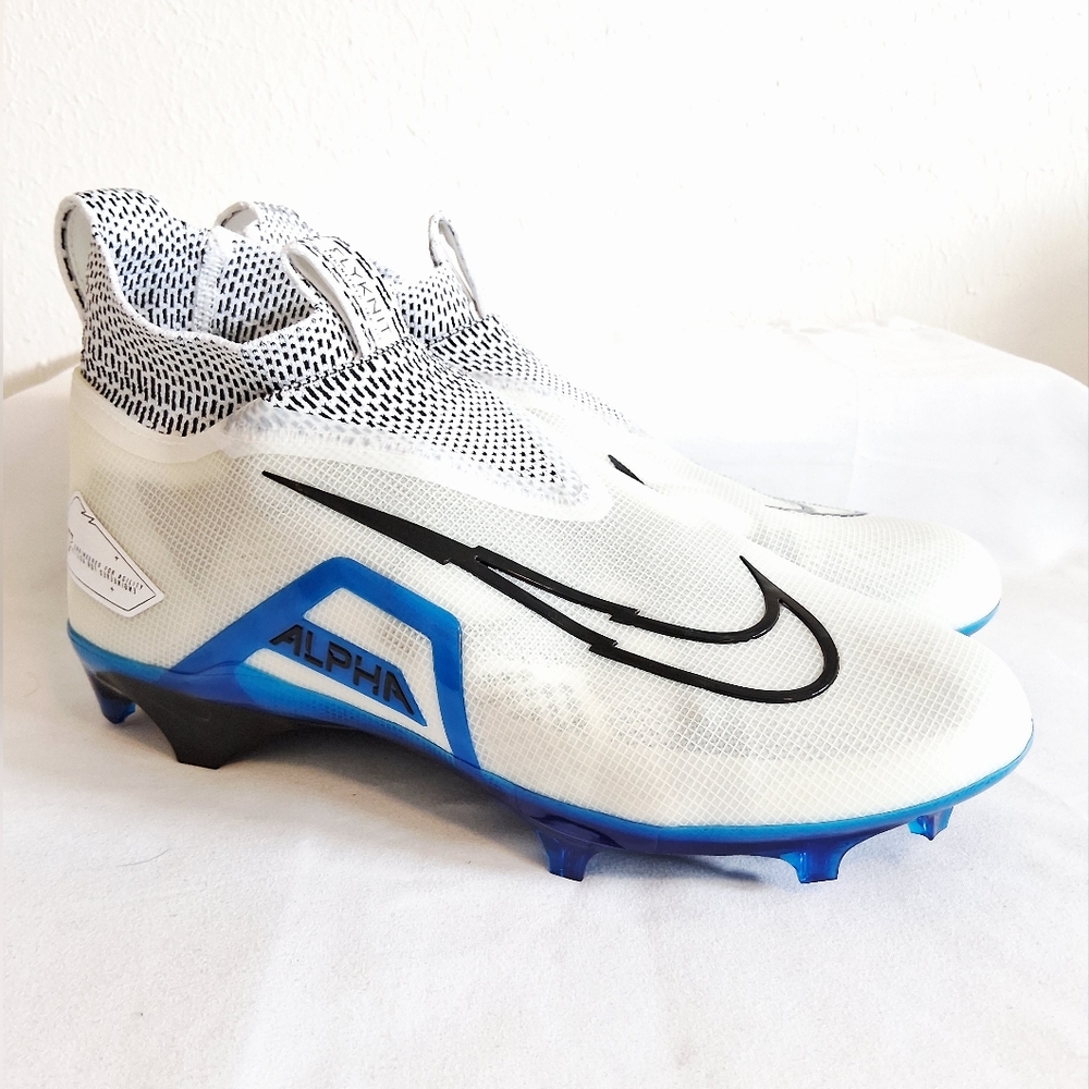 Nike Alpha Menace Elite 3 Flyknit White Blue Football Cleats